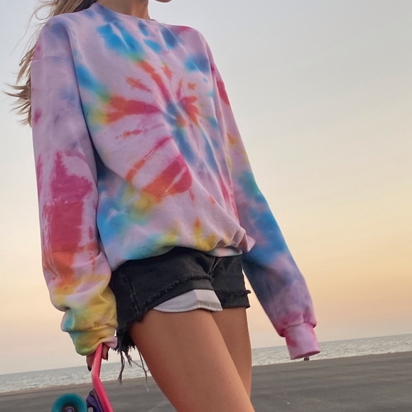 Rainbow tie dye Champion pullover crewneck - Picture 3 of 3